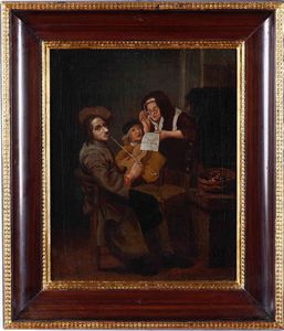 Scuola fiamminga del XVIII secolo Interno con fumatore, donna che legge una lettera e musicista  - Asta Dipinti Antichi | Cambi Time - Associazione Nazionale - Case d'Asta italiane