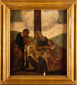 Scuola veneto-cretese del XVI secolo Deposizione  - Asta Dipinti Antichi | Cambi Time - Associazione Nazionale - Case d'Asta italiane