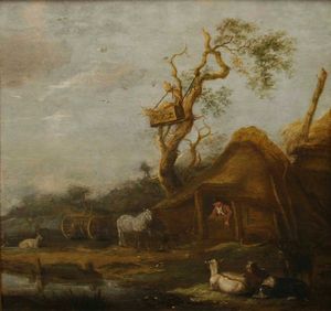 Carel de Hooch - Paesaggio con pastori e armenti