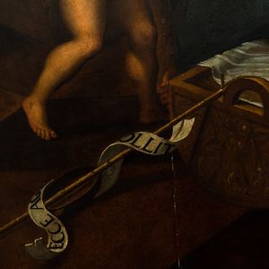 Scuola romana del XVII secolo Sacra Famiglia con San Giovannino e Sant'Anna in un interno  - Asta Dipinti Antichi | Cambi Time - Associazione Nazionale - Case d'Asta italiane