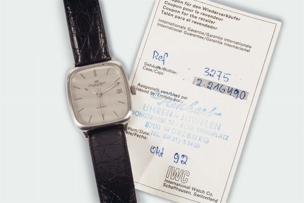 IWC : IWC, Automatic, Ref. 3275, orologio da polso, automatico, impermeabile, con datario con fibbia originale. Venduto nel 1992. Accompagnato dalla Garanzia  - Asta Orologi da Polso e da Tasca - Associazione Nazionale - Case d'Asta italiane