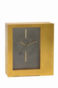 Jaeger LeCoultre - JAEGER-LECOULTRE, orologio da scrivania, di forma rettangolare, elettronico, in ottone dorato. Realizzato nel 1970 circa