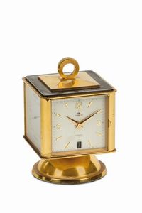 LORENZ - LORENZ, orologio da scrivania, in ottone dorato, elettronico, con barometro, igrometro e termometro. Realizzato nel 1970 circa