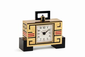 CARTIER - CARTIER, Art Dec Style, piccolo orologio da scrivania, al quarzo con funzione di sveglia.
