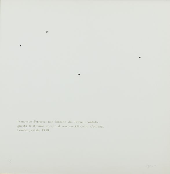 Emilio Isgrò : Francesco Petrarca...  - Asta Asta di Arte Moderna e Contemporanea '800 e '900 - Associazione Nazionale - Case d'Asta italiane