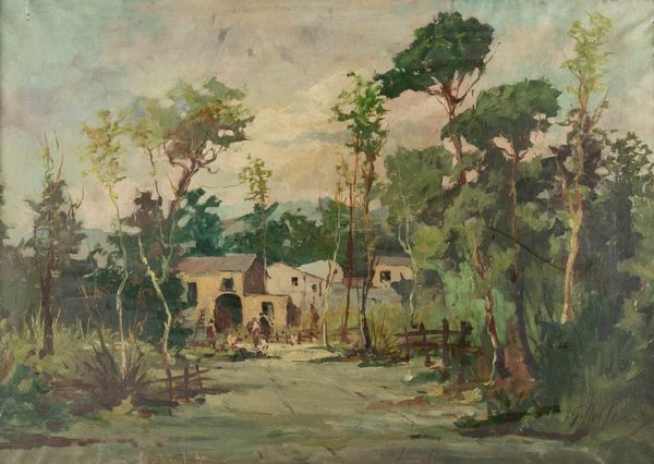 Giovanni Molteni : Casolare con pastori e polli  - Asta Asta di Arte Moderna e Contemporanea '800 e '900 - Associazione Nazionale - Case d'Asta italiane