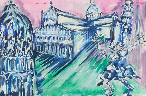 Piero Gauli : Studio per omaggio a Pisa  - Asta Asta di Arte Moderna e Contemporanea '800 e '900 - Associazione Nazionale - Case d'Asta italiane
