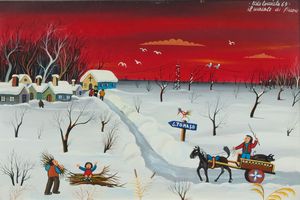 Udo Toniato - Paesaggio innevato con figure