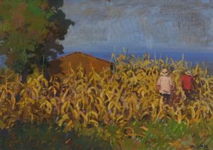 Angiolo Volpe - Campo di spannocchie