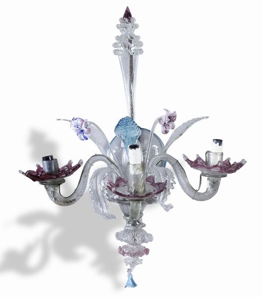 Tre appliques in vetro policromo di Murano. XX secolo  - Asta Antiquariato Luglio | Cambi Time - Associazione Nazionale - Case d'Asta italiane
