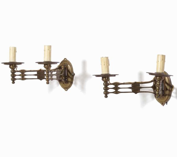 Coppia applique in metallo dorato  - Asta Antiquariato Luglio | Cambi Time - Associazione Nazionale - Case d'Asta italiane