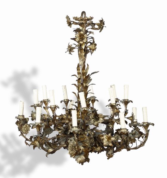 Lampadario in bronzo dorato, Francia fine XIX secolo  - Asta Antiquariato Luglio | Cambi Time - Associazione Nazionale - Case d'Asta italiane