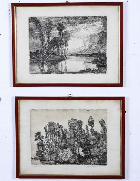 Coppia di incisioni di Cino Bozzetti (1876-1949)  - Asta Antiquariato Luglio | Cambi Time - Associazione Nazionale - Case d'Asta italiane