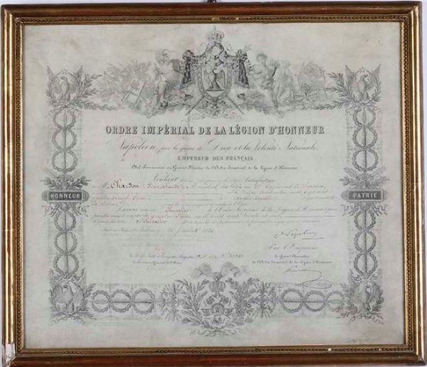 Documento di epoca Napoleonica Ordre imperial de la legion d'honneur  - Asta Antiquariato Luglio | Cambi Time - Associazione Nazionale - Case d'Asta italiane