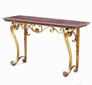 Consolle dorata con piano in marmo, in stile  - Asta Antiquariato Luglio | Cambi Time - Associazione Nazionale - Case d'Asta italiane