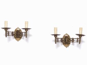 Coppia applique in metallo dorato  - Asta Antiquariato Luglio | Cambi Time - Associazione Nazionale - Case d'Asta italiane