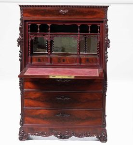 Secretaire lastronato in piuma di mogano. XIX secolo  - Asta Antiquariato Luglio | Cambi Time - Associazione Nazionale - Case d'Asta italiane