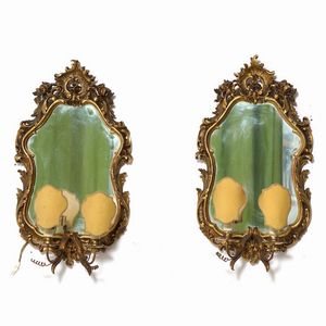 Coppia di ventoline in legno intagliato e dorato. XX secolo  - Asta Antiquariato Luglio | Cambi Time - Associazione Nazionale - Case d'Asta italiane