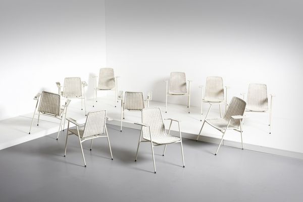 PAGANI CARLO : attribuito. Dieci sedie  - Asta Asta 371 | DESIGN E ARTI DECORATIVE DEL NOVECENTO Online - Associazione Nazionale - Case d'Asta italiane