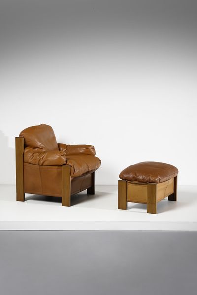 SCARPA AFRA (1937 -2011) & TOBIA (n. 1935) : Poltrona con poggiapiedi Artona per Maxalto  - Asta Asta 371 | DESIGN E ARTI DECORATIVE DEL NOVECENTO Online - Associazione Nazionale - Case d'Asta italiane
