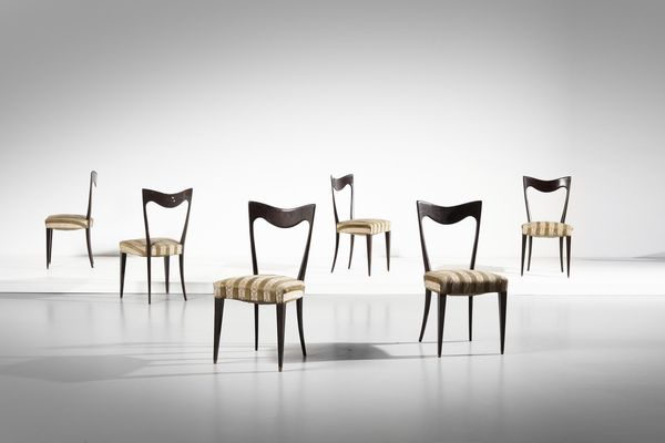 ULRICH GUGLIELMO (1904 - 1977) : attribuito. Sei sedie  - Asta Asta 371 | DESIGN E ARTI DECORATIVE DEL NOVECENTO Online - Associazione Nazionale - Case d'Asta italiane