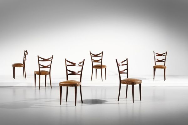 GIORDANO FORTI : Sei sedie  - Asta Asta 371 | DESIGN E ARTI DECORATIVE DEL NOVECENTO Online - Associazione Nazionale - Case d'Asta italiane