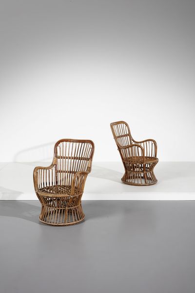 CARMINATI LIO : nello stile di. Coppia di poltroncine per Bonacina  - Asta Asta 371 | DESIGN E ARTI DECORATIVE DEL NOVECENTO Online - Associazione Nazionale - Case d'Asta italiane