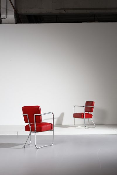 PONTI GIO (1891 - 1979) : Coppia di poltroncine per Palazzo degli Uffici Montecatini, produzione Parma Antonio & figli  - Asta Asta 371 | DESIGN E ARTI DECORATIVE DEL NOVECENTO Online - Associazione Nazionale - Case d'Asta italiane