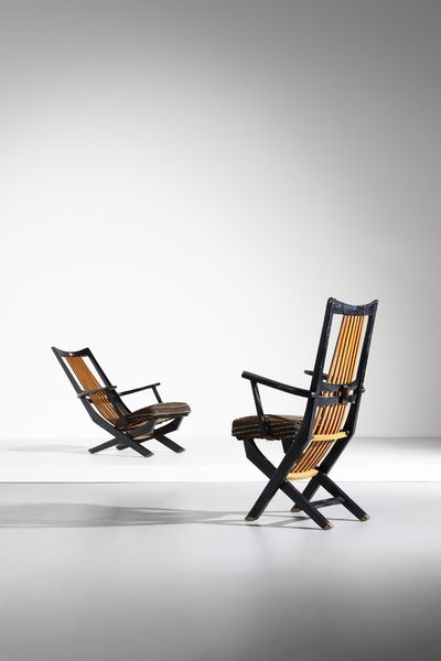 MANIFATTURA DANESE : Coppia di poltrone reclinabili  - Asta Asta 371 | DESIGN E ARTI DECORATIVE DEL NOVECENTO Online - Associazione Nazionale - Case d'Asta italiane