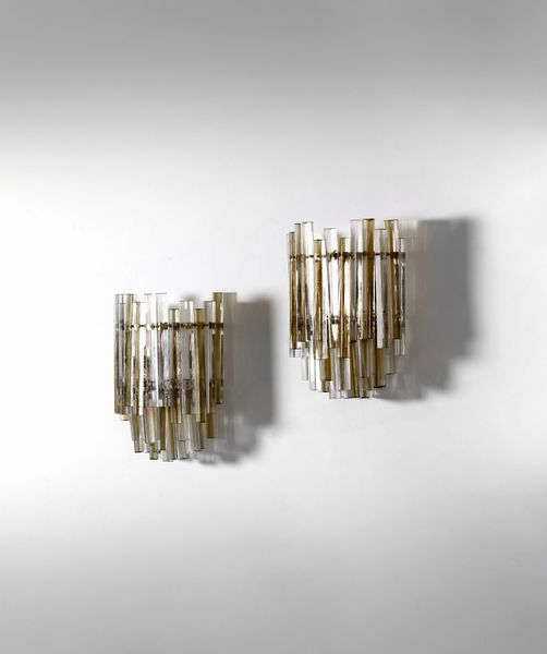 VENINI PAOLO (1895 - 1959) : Coppia di applique Trilobo per Venini  - Asta Asta 371 | DESIGN E ARTI DECORATIVE DEL NOVECENTO Online - Associazione Nazionale - Case d'Asta italiane