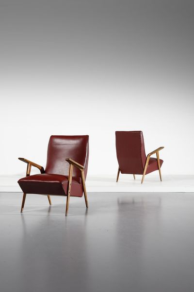 MANIFATTURA ITALIANA : Coppia di poltrone  - Asta Asta 371 | DESIGN E ARTI DECORATIVE DEL NOVECENTO Online - Associazione Nazionale - Case d'Asta italiane