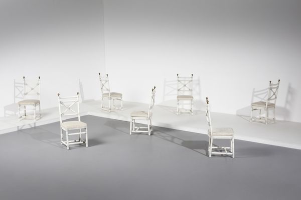 GASPARUCCI ITALO : Sette sedie  - Asta Asta 371 | DESIGN E ARTI DECORATIVE DEL NOVECENTO Online - Associazione Nazionale - Case d'Asta italiane