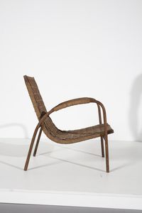 MANIFATTURA ITALIANA : Poltrona con poggiapiedi  - Asta Asta 371 | DESIGN E ARTI DECORATIVE DEL NOVECENTO Online - Associazione Nazionale - Case d'Asta italiane