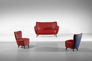 VERONESI GUGLIELMO (n. 1913) - Divanetto con coppia di poltrone