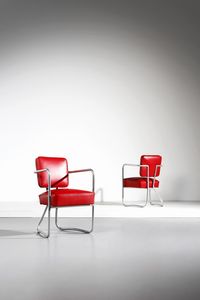 PONTI GIO (1891 - 1979) - Coppia di poltroncine per Palazzo degli Uffici Montecatini, produzione Parma Antonio & figli