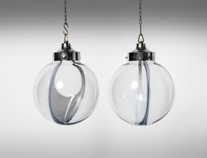 ZUCCHERI TONI (1937 - 2008) - Coppia di lampade a sospensione Membrana