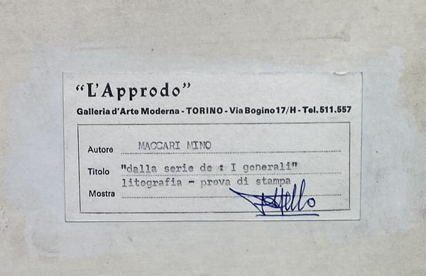 MACCARI MINO (1898 - 1989) : Dalla serie: I Generali.  - Asta Asta 372 | ARTE MODERNA E CONTEMPORANEA Virtuale - Associazione Nazionale - Case d'Asta italiane
