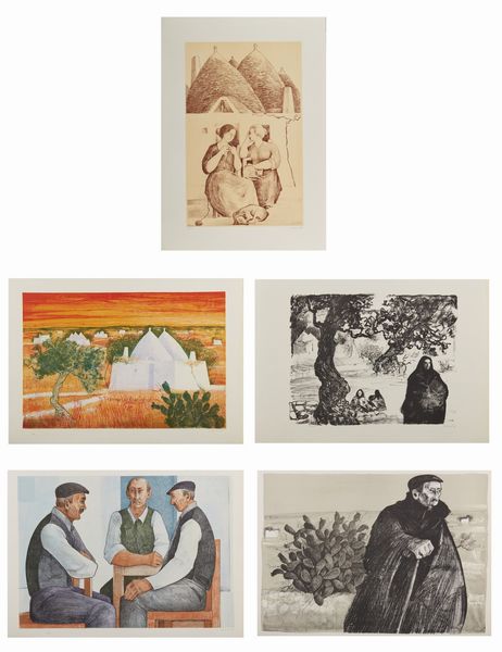 MAI GIANFRANCO (n. 1940) : Lotto composto da n. 5 fogli.  - Asta Asta 372 | ARTE MODERNA E CONTEMPORANEA Virtuale - Associazione Nazionale - Case d'Asta italiane