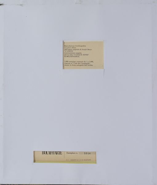 BEUYS JOSEPH (1921 - 1986) : Dalla serie I Cinque sensi: L'udito.  - Asta Asta 372 | ARTE MODERNA E CONTEMPORANEA Virtuale - Associazione Nazionale - Case d'Asta italiane