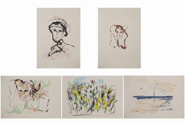 TRECCANI ERNESTO (1920 - 2009) : Lotto composto da n. 5 fogli.  - Asta Asta 372 | ARTE MODERNA E CONTEMPORANEA Virtuale - Associazione Nazionale - Case d'Asta italiane