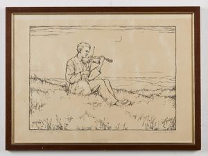 FRANKE HANS (1892 - 1975) : Geiger auf dem Hugel.  - Asta Asta 372 | ARTE MODERNA E CONTEMPORANEA Virtuale - Associazione Nazionale - Case d'Asta italiane