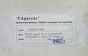 MACCARI MINO (1898 - 1989) : Dalla serie: I Generali.  - Asta Asta 372 | ARTE MODERNA E CONTEMPORANEA Virtuale - Associazione Nazionale - Case d'Asta italiane