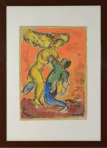 CHAGALL MARC (1887 - 1985) - D'apres. La lutte de Jacob avec l'Ange.