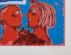 CORNEILLE (1922 - 2010) : Faccia a faccia.  - Asta Asta 372 | ARTE MODERNA E CONTEMPORANEA Virtuale - Associazione Nazionale - Case d'Asta italiane