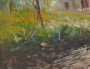 AUTORE NON IDENTIFICATO : Paesaggio con figura.  - Asta Asta 372 | ARTE MODERNA E CONTEMPORANEA Virtuale - Associazione Nazionale - Case d'Asta italiane