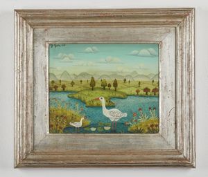 GENERALIC JOSIP (1936 - 2004) : Paesaggio felice.  - Asta Asta 372 | ARTE MODERNA E CONTEMPORANEA Virtuale - Associazione Nazionale - Case d'Asta italiane