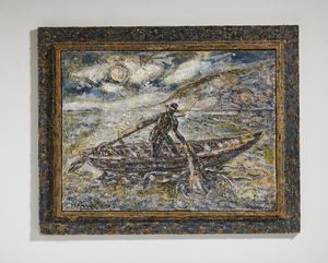 RIVA ARMANDO (n. 1947) : Notte sul lago.  - Asta Asta 372 | ARTE MODERNA E CONTEMPORANEA Virtuale - Associazione Nazionale - Case d'Asta italiane