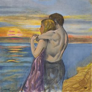 SUGHI ALBERTO (n. 1928) - Il sole, il mare, gli innamorati.