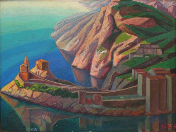 Gerardo Dottori : Porto Venere  - Asta Arte Moderna e Contemporanea - Associazione Nazionale - Case d'Asta italiane