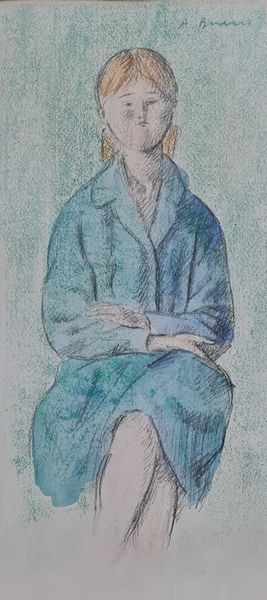 Antonio Bueno : Figura (Ragazza seduta)  - Asta Arte Moderna e Contemporanea - Associazione Nazionale - Case d'Asta italiane